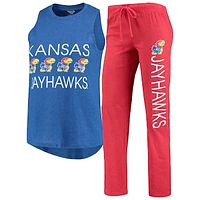 Women's Concepts Sport Royal/Red Kansas Jayhawks Team Tank Top & Pants Sleep Set