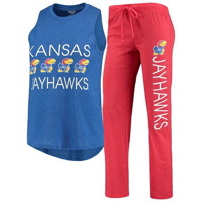 Women's Concepts Sport Royal/Red Kansas Jayhawks Team Tank Top & Pants Sleep Set