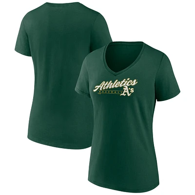 Women's Fanatics Green Oakland Athletics One & Only V-Neck T-Shirt