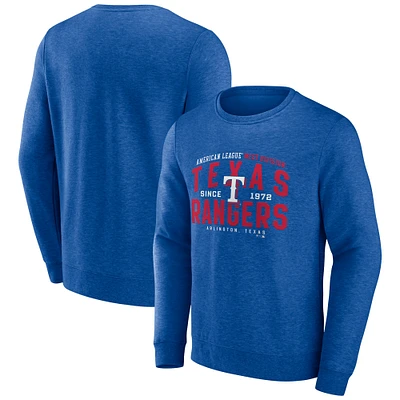 Men's Fanatics Heathered Royal Texas Rangers Classic Move Pullover Sweatshirt