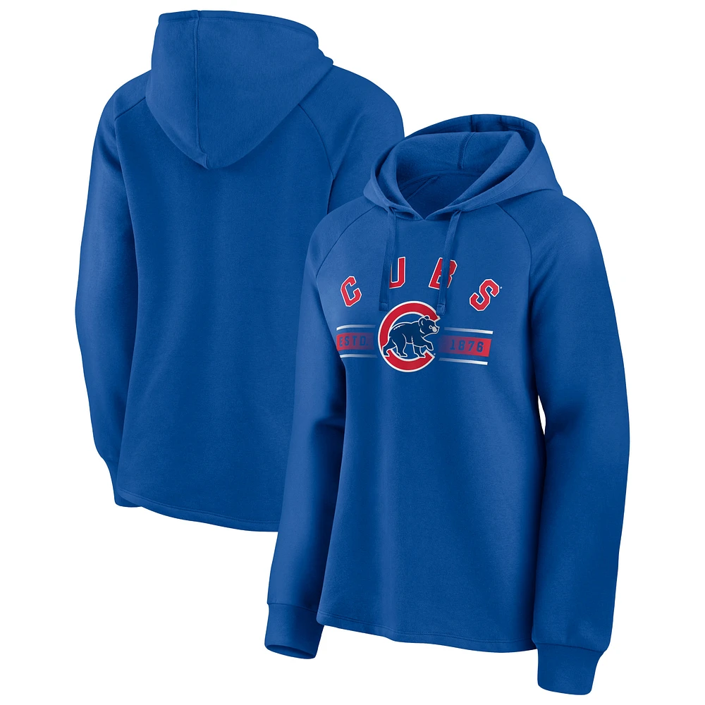 Women's Royal Chicago Cubs Perfect Play Raglan Pullover Hoodie