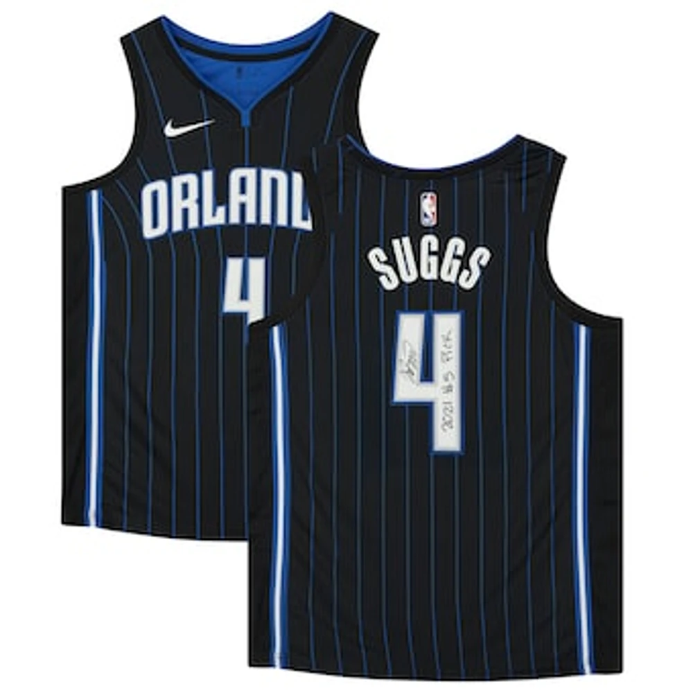 Jalen Suggs Orlando Magic Autographed Black Nike 2021 Swingman Jersey with "2021 #5 Pick" Inscription