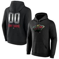 Men's Black Minnesota Wild Personalized Midnight Mascot Logo Pullover Hoodie