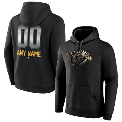 Men's Black Nashville Predators Personalized Midnight Mascot Logo Pullover Hoodie