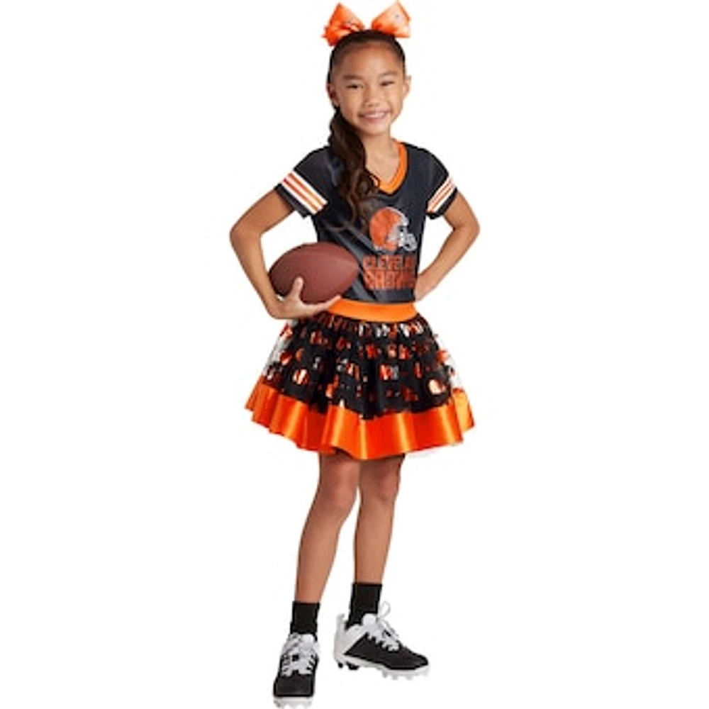 Girls Youth Brown Cleveland Browns Tutu Tailgate Game Day V-Neck Costume