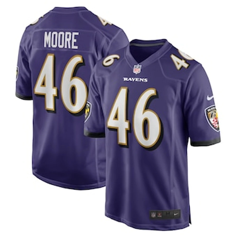 Men's Nike Nick Moore Purple Baltimore Ravens Game Jersey