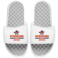 Men's ISlide White Syracuse Orange Split Bar Slide Sandals