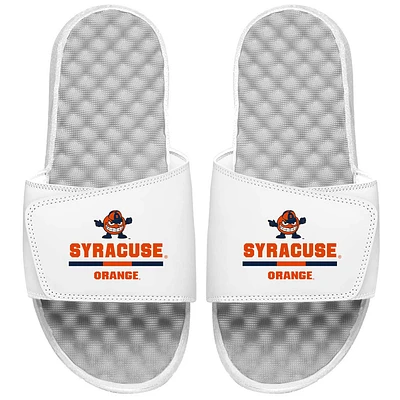 Men's ISlide White Syracuse Orange Split Bar Slide Sandals