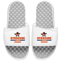 Men's ISlide White Syracuse Orange Split Bar Slide Sandals