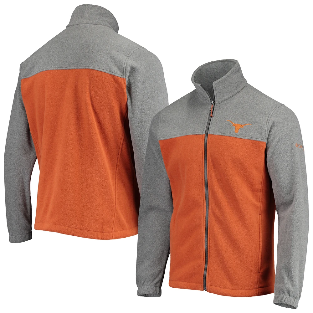 Men's Columbia Texas Orange/Charcoal Texas Longhorns Flanker III Fleece Team Full-Zip Jacket