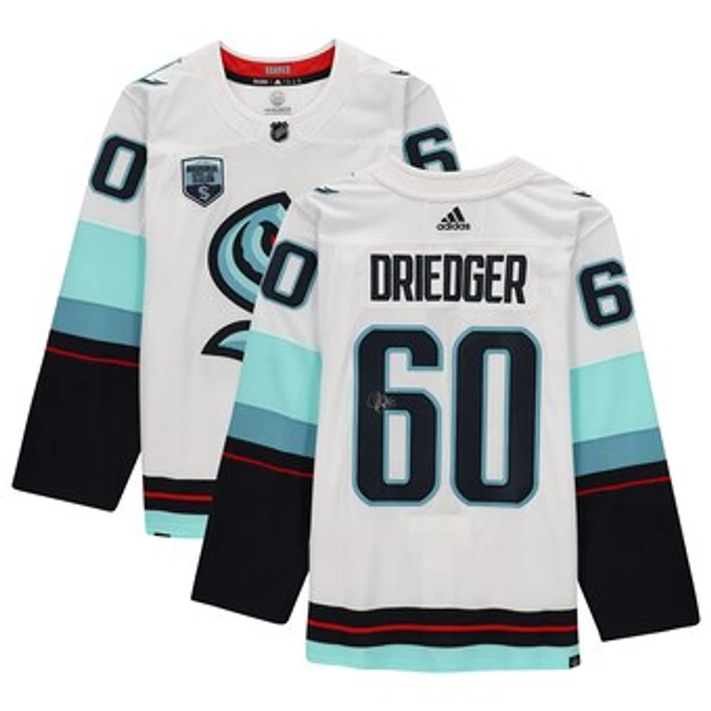 Chris Driedger White Seattle Kraken Autographed adidas Authentic Jersey with Inaugural Season Patch