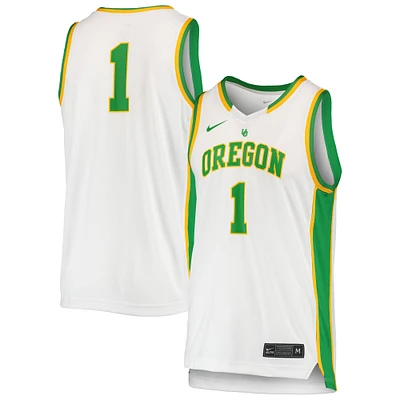 Unisex Nike #1 White Oregon Ducks Women's Basketball Throwback Replica Jersey