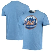 Men's Homage Heather Royal New York Mets Hand-Drawn Logo Tri-Blend T-Shirt