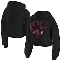 Women's WEAR by Erin Andrews Black Arizona Cardinals Fleece Cropped Pullover Hoodie