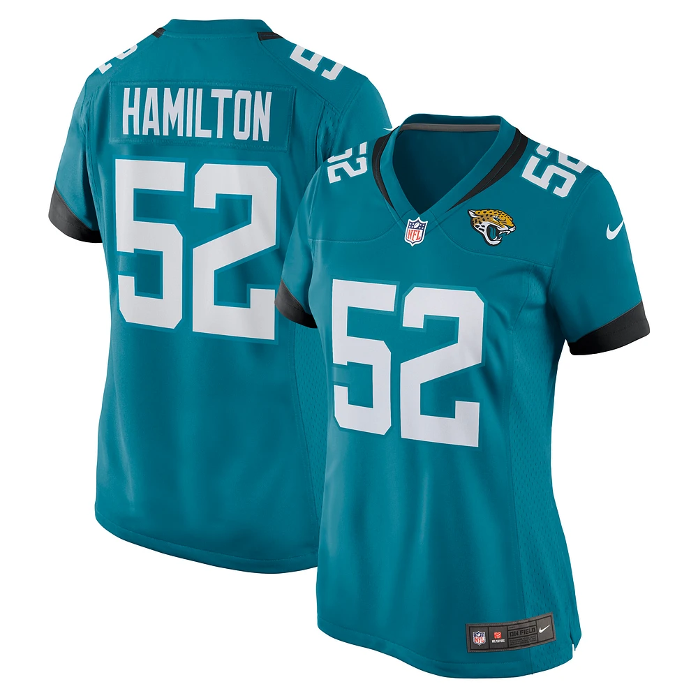 Women's Nike DaVon Hamilton Teal Jacksonville Jaguars Game Jersey