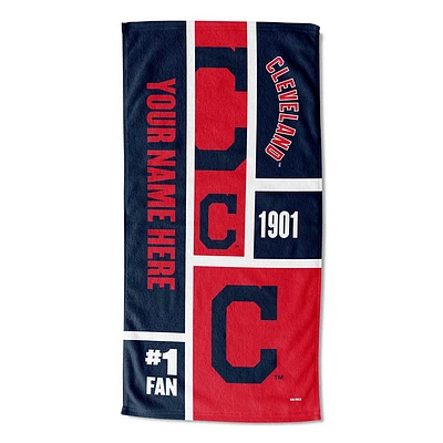 The Northwest Group Cleveland Indians 30'' x 60'' Colorblock Personalized Beach Towel