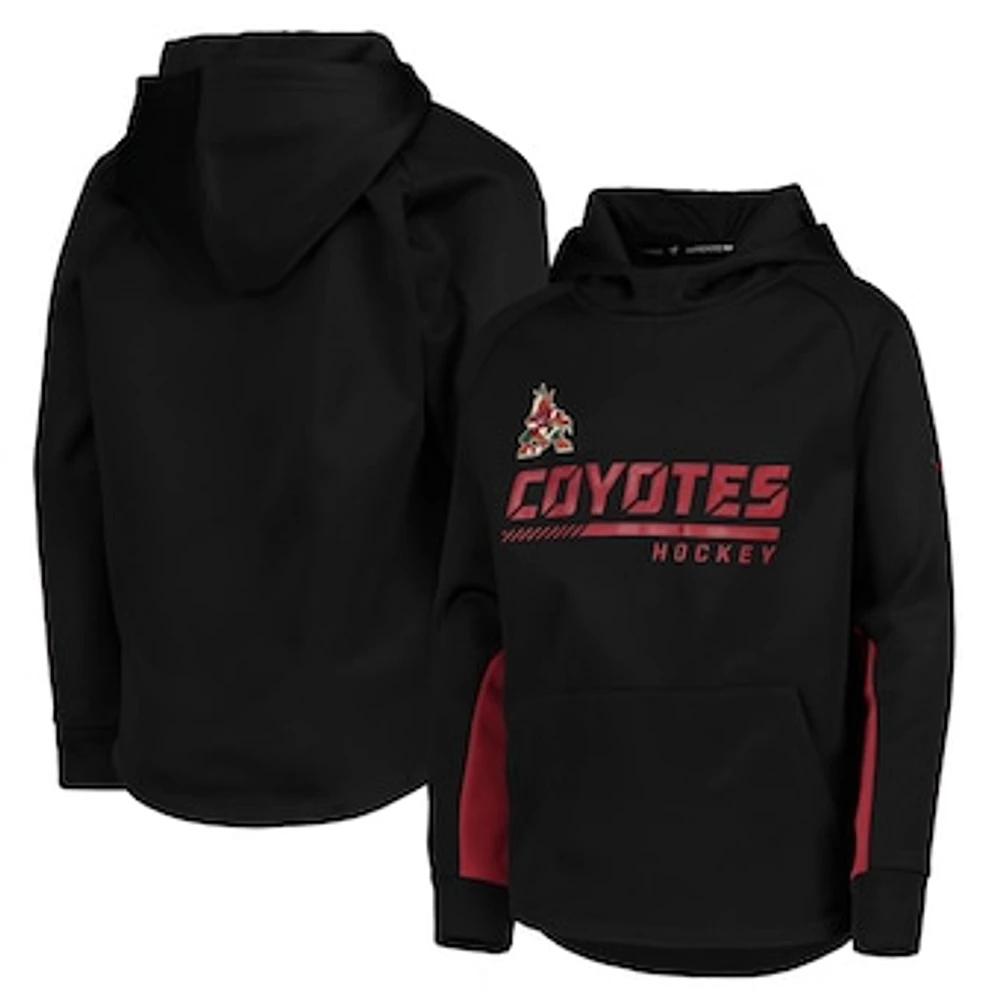 Youth Black Arizona Coyotes Authentic Pro Raglan Pullover Hoodie