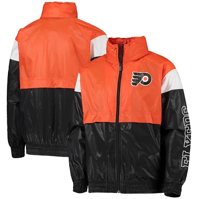 Youth Orange/Black Philadelphia Flyers Goal Line Full-Zip Hoodie Windbreaker Jacket