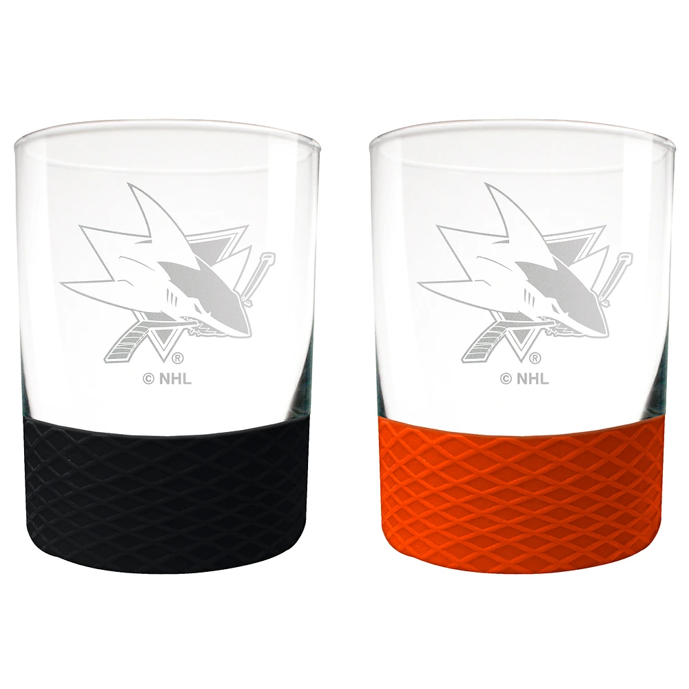 San Jose Sharks 14oz. Commissioner Rocks Glass Two-Piece Set