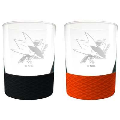 San Jose Sharks 14oz. Commissioner Rocks Glass Two-Piece Set