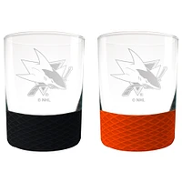 San Jose Sharks 14oz. Commissioner Rocks Glass Two-Piece Set