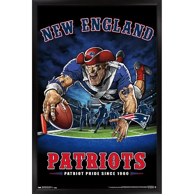 New England Patriots 24.25'' x 35.75'' Framed Mascot Endzone Poster