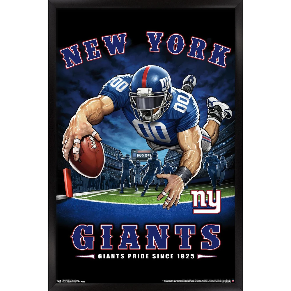 New York Giants 24.25'' x 35.75'' Framed Mascot Endzone Poster