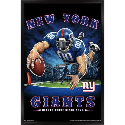 New York Giants 24.25'' x 35.75'' Framed Mascot Endzone Poster