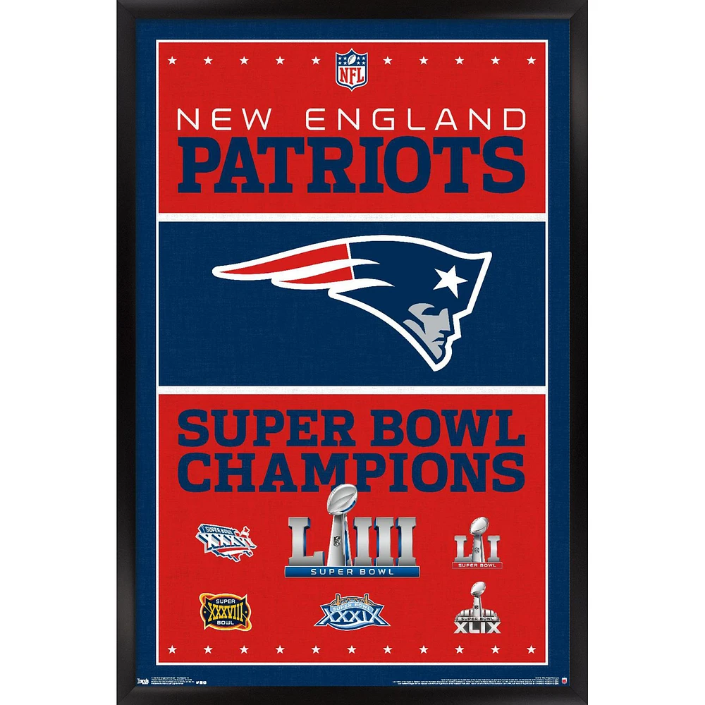 New England Patriots 6-Time Super Bowl Champions 34.25'' x 35'' Framed Poster