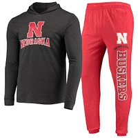 Men's Concepts Sport Scarlet/Heather Charcoal Nebraska Huskers Meter Long Sleeve Hoodie T-Shirt & Jogger Pajama Set