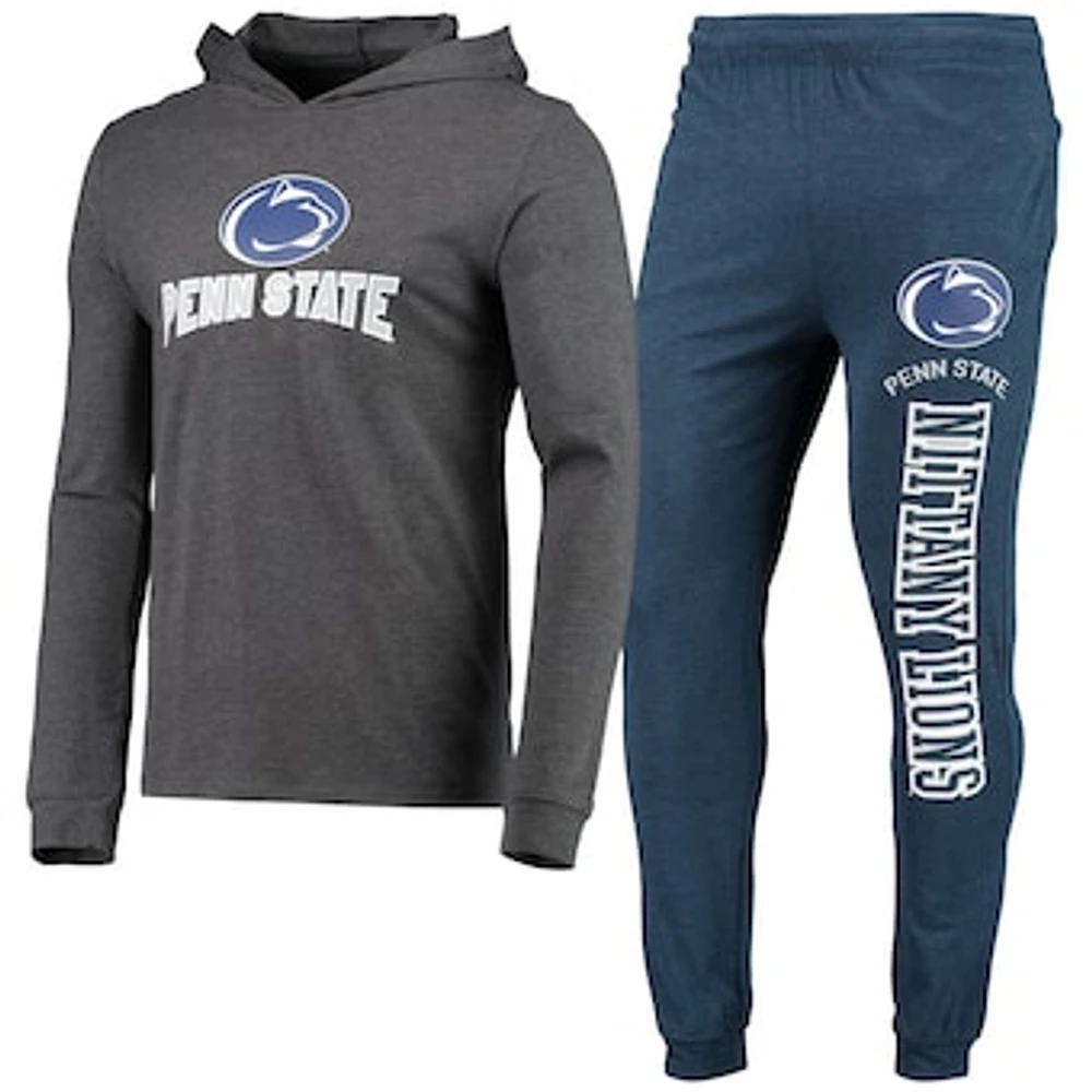 Men's Concepts Sport Navy/Heather Charcoal Penn State Nittany Lions Meter Long Sleeve Hoodie T-Shirt & Jogger Pajama Set