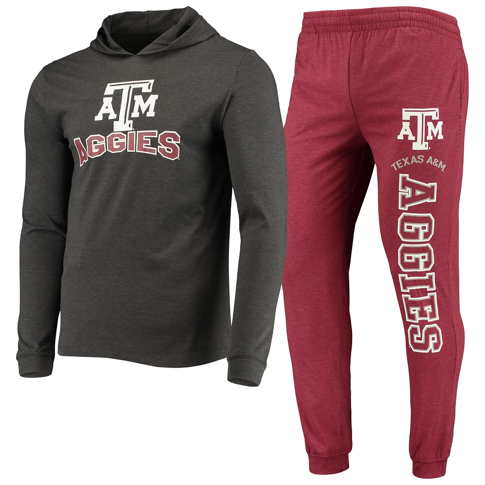 Men's Concepts Sport Maroon/Heather Charcoal Texas A&M Aggies Meter Long Sleeve Hoodie T-Shirt & Jogger Pajama Set