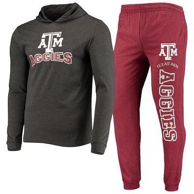 Men's Concepts Sport Maroon/Heather Charcoal Texas A&M Aggies Meter Long Sleeve Hoodie T-Shirt & Jogger Pajama Set