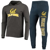 Men's Concepts Sport Navy/Heather Charcoal Cal Bears Meter Long Sleeve Hoodie T-Shirt & Jogger Pajama Set