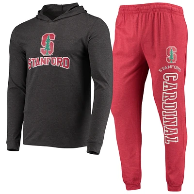 Men's Concepts Sport Cardinal/Heather Charcoal Stanford Cardinal Meter Long Sleeve Hoodie T-Shirt & Jogger Pajama Set