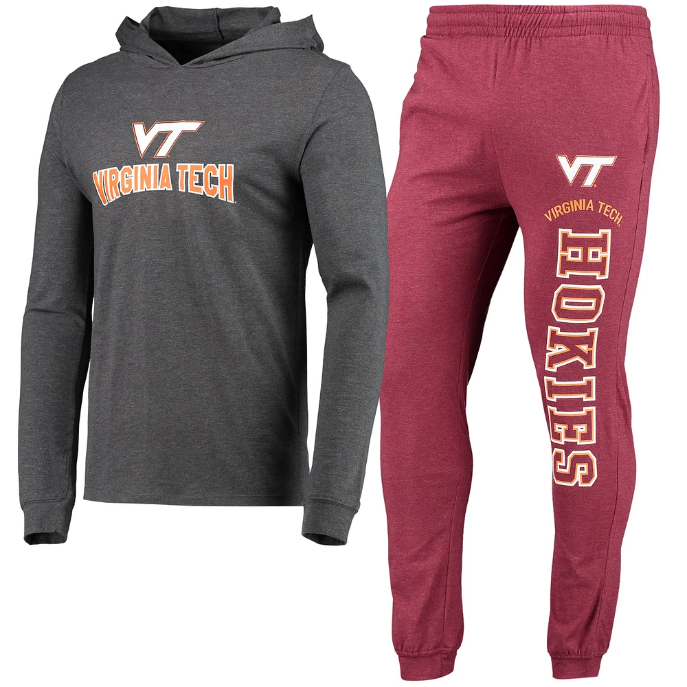 Men's Concepts Sport Maroon/Heather Charcoal Virginia Tech Hokies Meter Long Sleeve Hoodie Top & Jogger Pajama Set