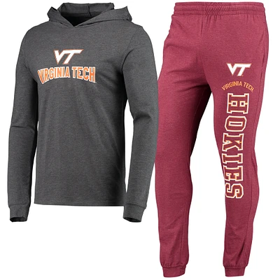 Men's Concepts Sport Maroon/Heather Charcoal Virginia Tech Hokies Meter Long Sleeve Hoodie Top & Jogger Pajama Set