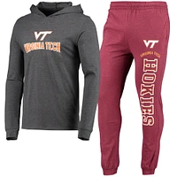 Men's Concepts Sport Maroon/Heather Charcoal Virginia Tech Hokies Meter Long Sleeve Hoodie Top & Jogger Pajama Set