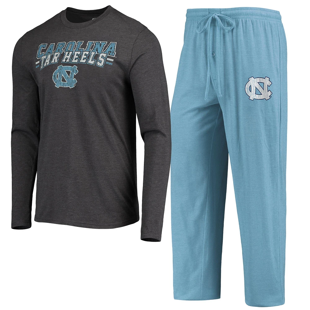 Men's Concepts Sport Carolina Blue/Heathered Charcoal North Carolina Tar Heels Meter Long Sleeve T-Shirt & Pants Sleep Set