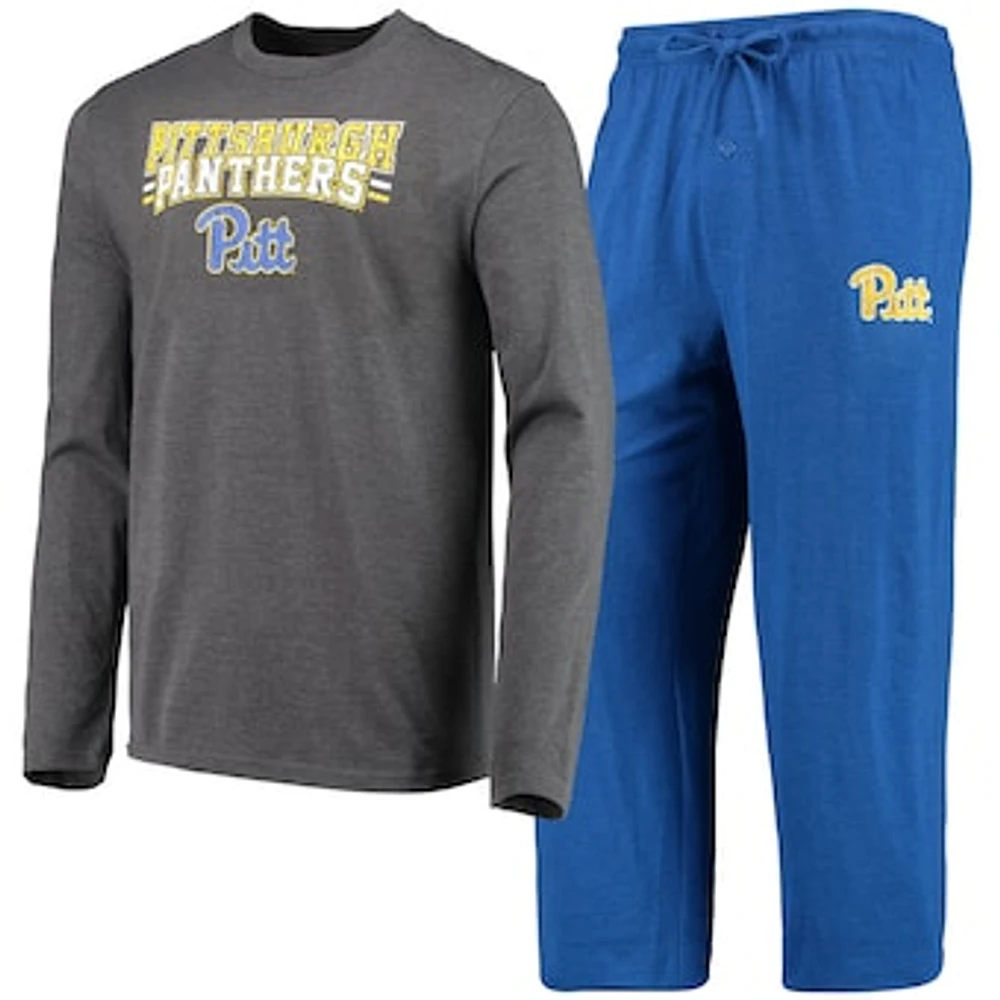 Men's Concepts Sport Royal/Heathered Charcoal Pitt Panthers Meter Long Sleeve T-Shirt & Pants Sleep Set