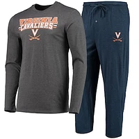 Men's Concepts Sport Navy/Heathered Charcoal Virginia Cavaliers Meter Long Sleeve T-Shirt & Pants Sleep Set