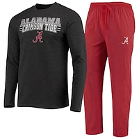 Men's Concepts Sport Crimson/Heathered Charcoal Alabama Crimson Tide Meter Long Sleeve T-Shirt & Pants Sleep Set