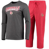 Men's Concepts Sport Red/Heathered Charcoal Louisville Cardinals Meter Long Sleeve T-Shirt & Pants Sleep Set