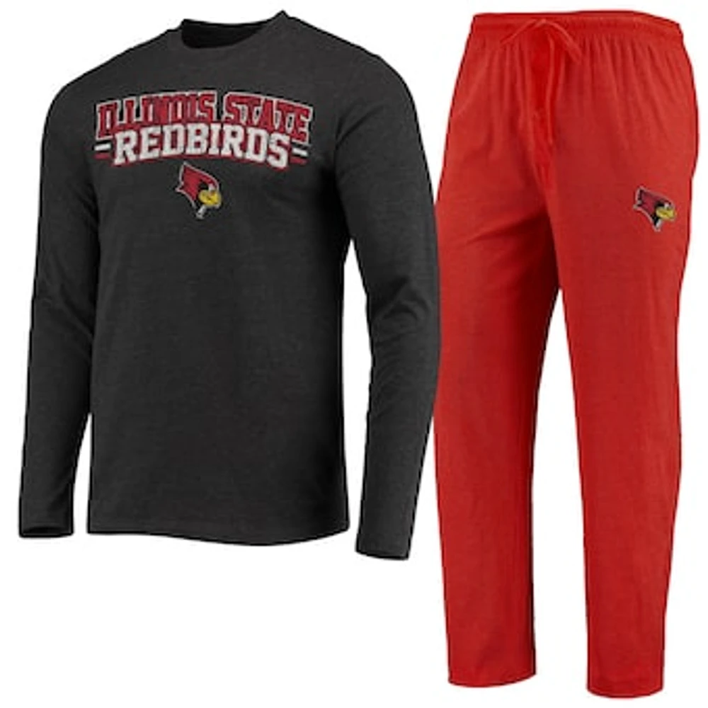 Men's Concepts Sport Red/Heathered Charcoal Illinois State Redbirds Meter Long Sleeve T-Shirt & Pants Sleep Set