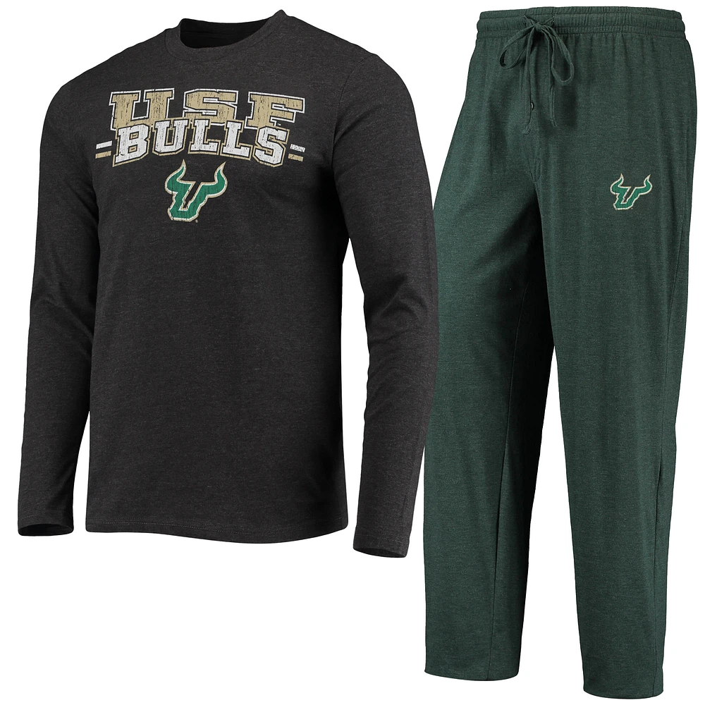 Men's Concepts Sport Green/Heathered Charcoal South Florida Bulls Meter Long Sleeve T-Shirt & Pants Sleep Set