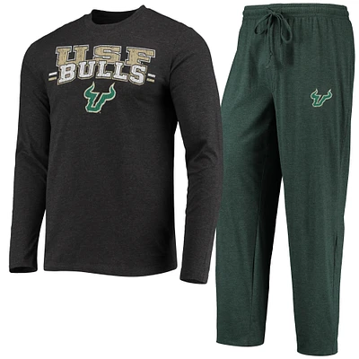 Men's Concepts Sport Green/Heathered Charcoal South Florida Bulls Meter Long Sleeve T-Shirt & Pants Sleep Set