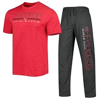 Men's Concepts Sport Heathered Charcoal/Heathered Scarlet Ohio State Buckeyes Meter T-Shirt & Pants Sleep Set