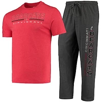 Men's Concepts Sport Heathered Charcoal/Red Cincinnati Bearcats Meter T-Shirt & Pants Sleep Set