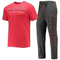 Men's Concepts Sport Heathered Charcoal/Red Miami University RedHawks Meter T-Shirt & Pants Sleep Set