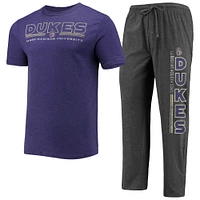 Men's Concepts Sport Heathered Charcoal/Purple James Madison Dukes Meter T-Shirt & Pants Sleep Set